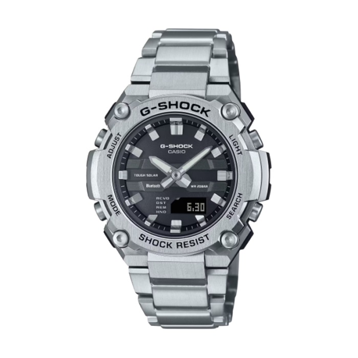 【CASIO G-SHOCK】G-STEEL系列超纖薄不鏽鋼腕錶-金屬銀/GST-B600D-1A