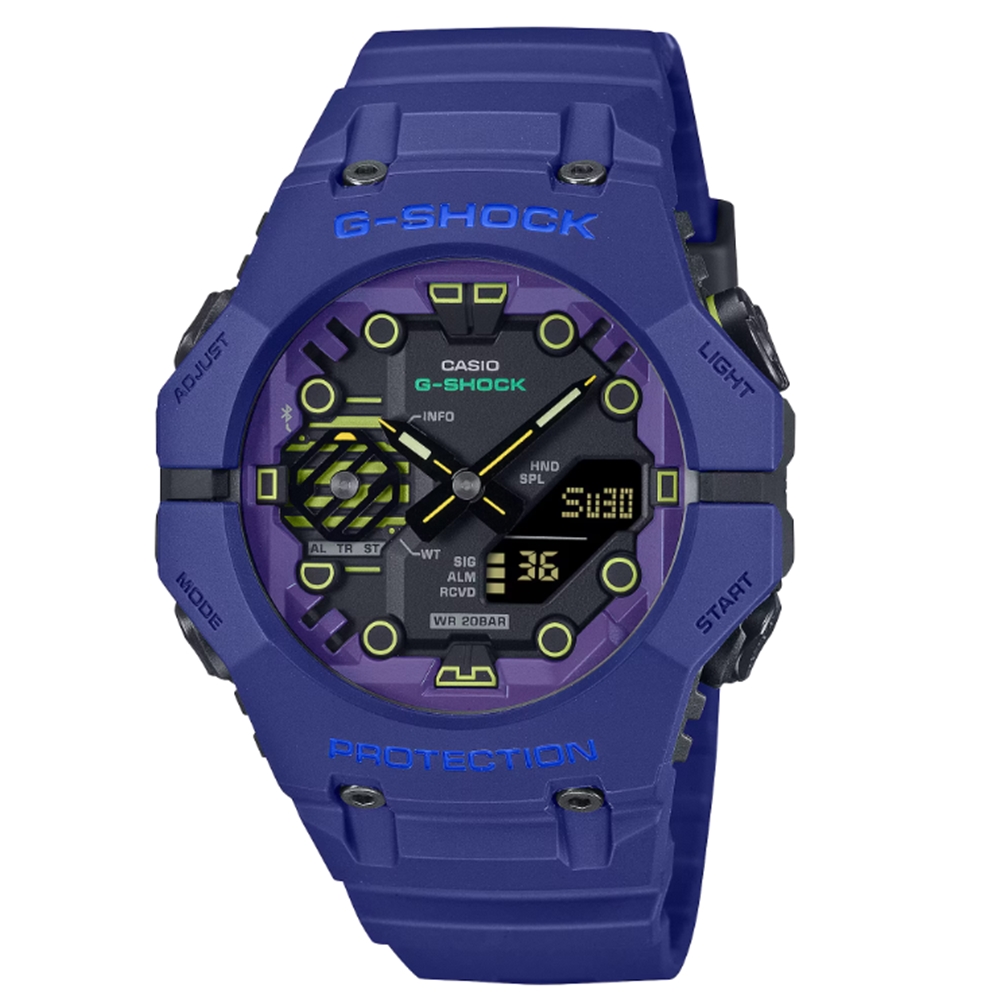【CASIO 卡西歐】G-SHOCK 藍芽連線 科幻宇宙雙顯腕錶 藍 GA-B001CBR-2A 46mm