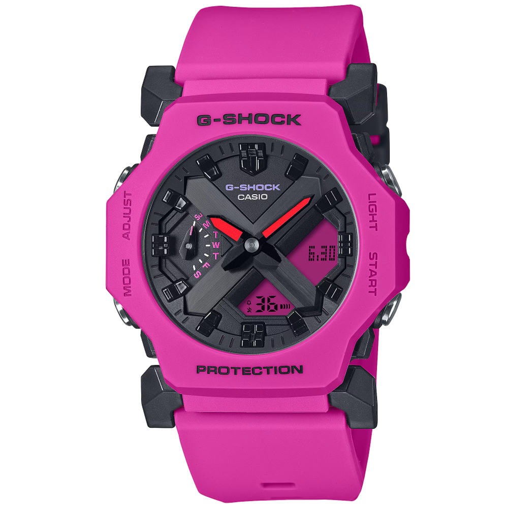 CASIO卡西歐 G-SHOCK 經典造型 輕薄雙顯腕錶-粉 GA-2300-4A