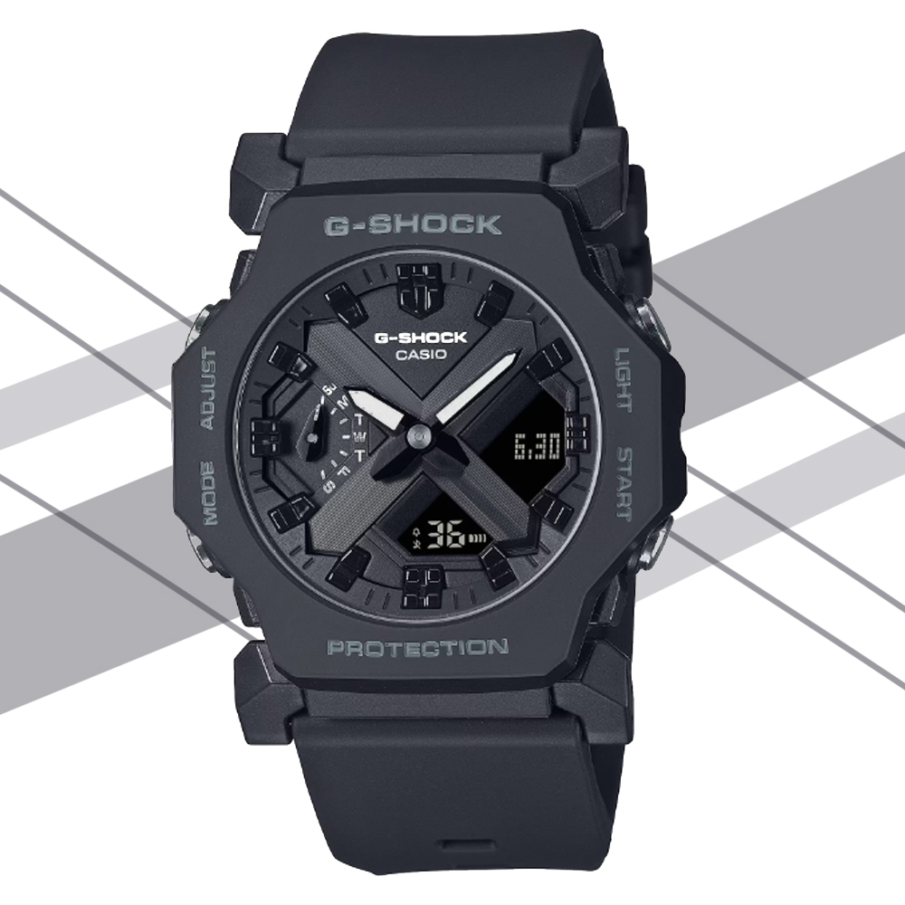 CASIO 卡西歐 G-SHOCK 未來時尚 小巧纖薄雙顯錶-黑色 GA-2300-1A