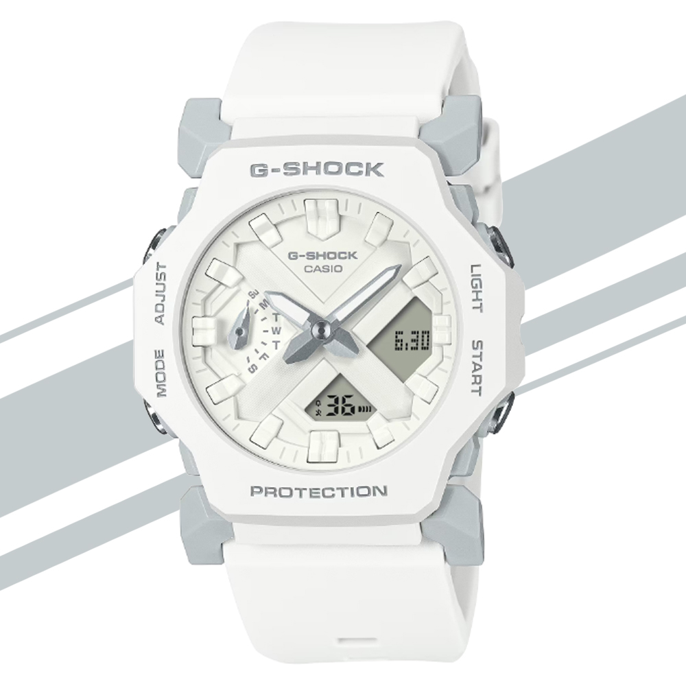 CASIO 卡西歐 G-SHOCK 未來時尚 小巧纖薄雙顯錶-白色 GA-2300-7A