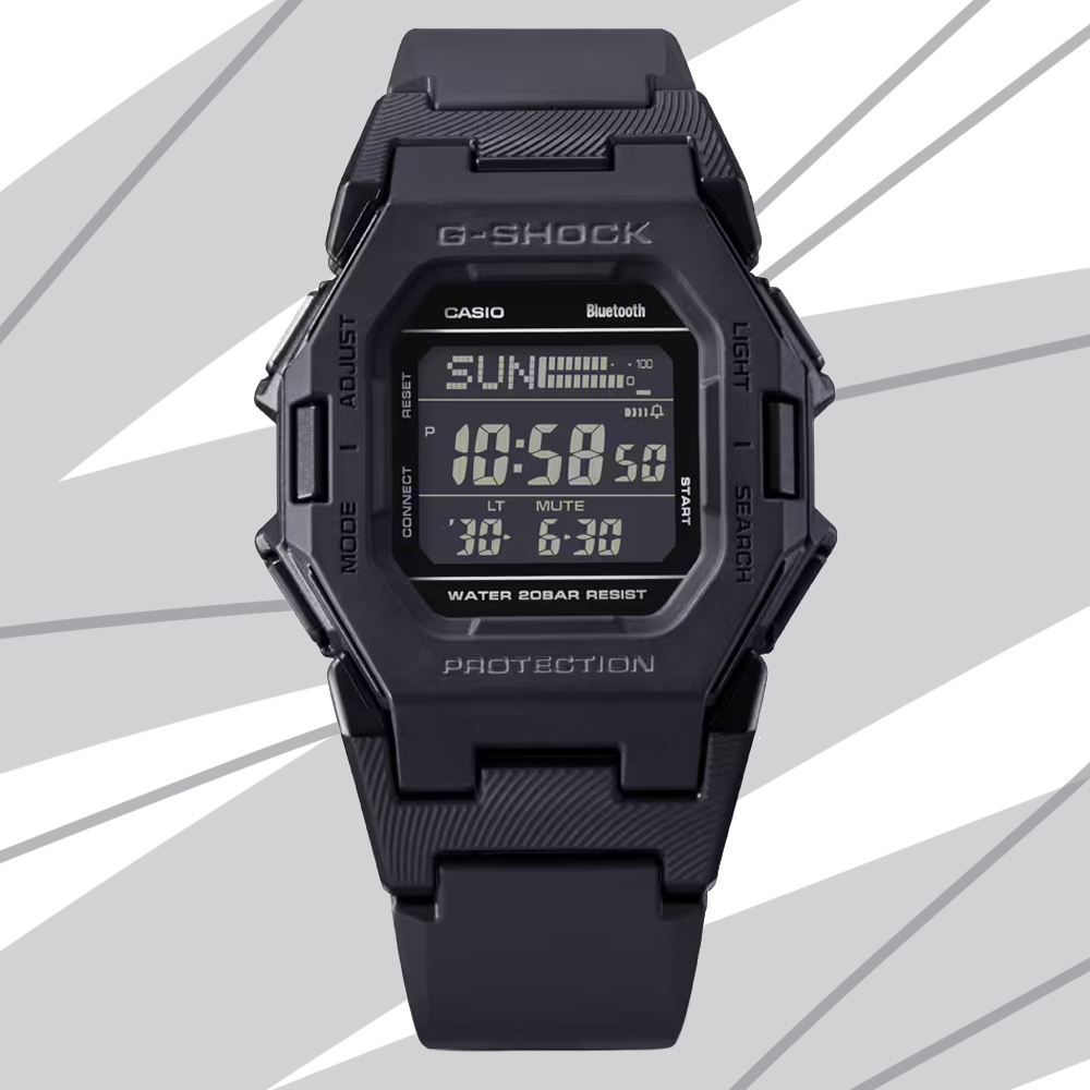 CASIO 卡西歐 G-SHOCK 未來時尚 智慧藍芽 計步器 纖薄電子錶-黑色 GD-B500-1