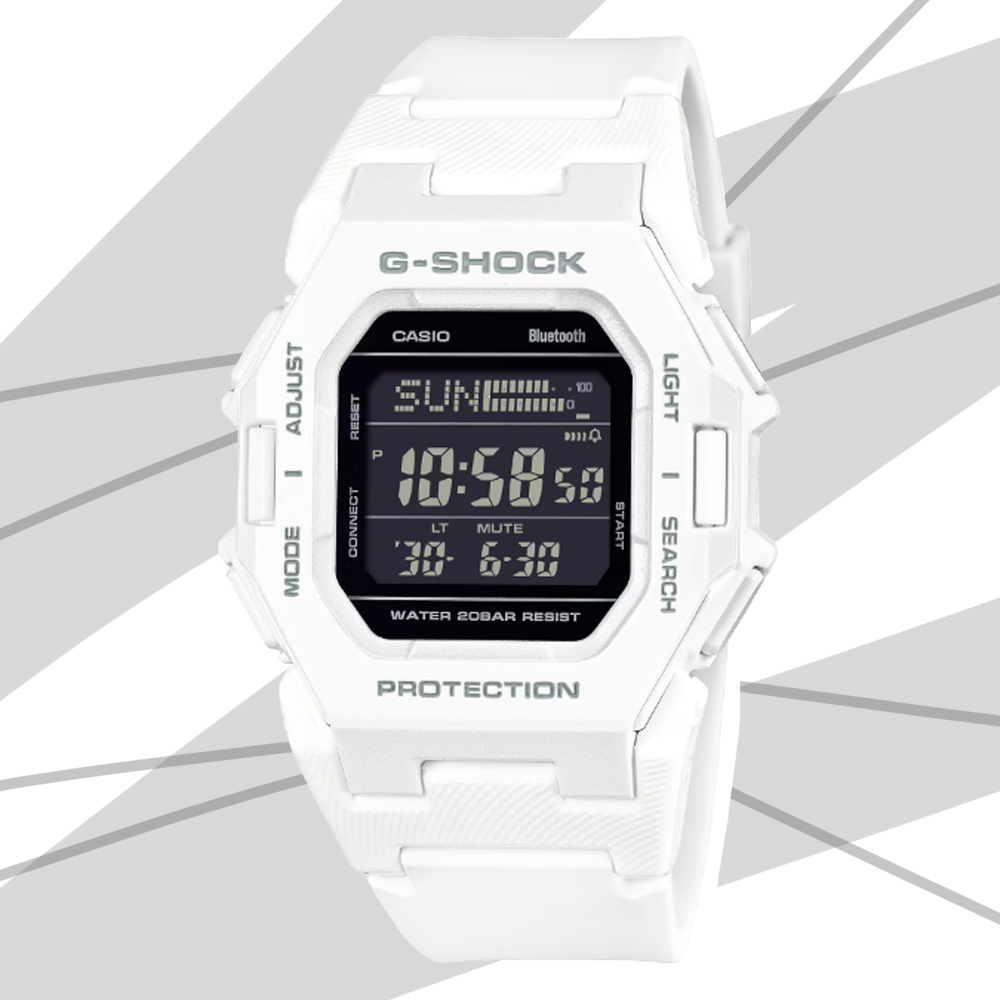CASIO 卡西歐 G-SHOCK 未來時尚 智慧藍芽 計步器 纖薄電子錶-白色 GD-B500-7
