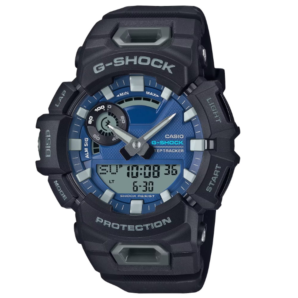 【CASIO 卡西歐】 G-SHOCK 藍芽 夏日藍海 酷黑藍 跑步訓練 計步 運動系列 GBA-900CB-1A mm