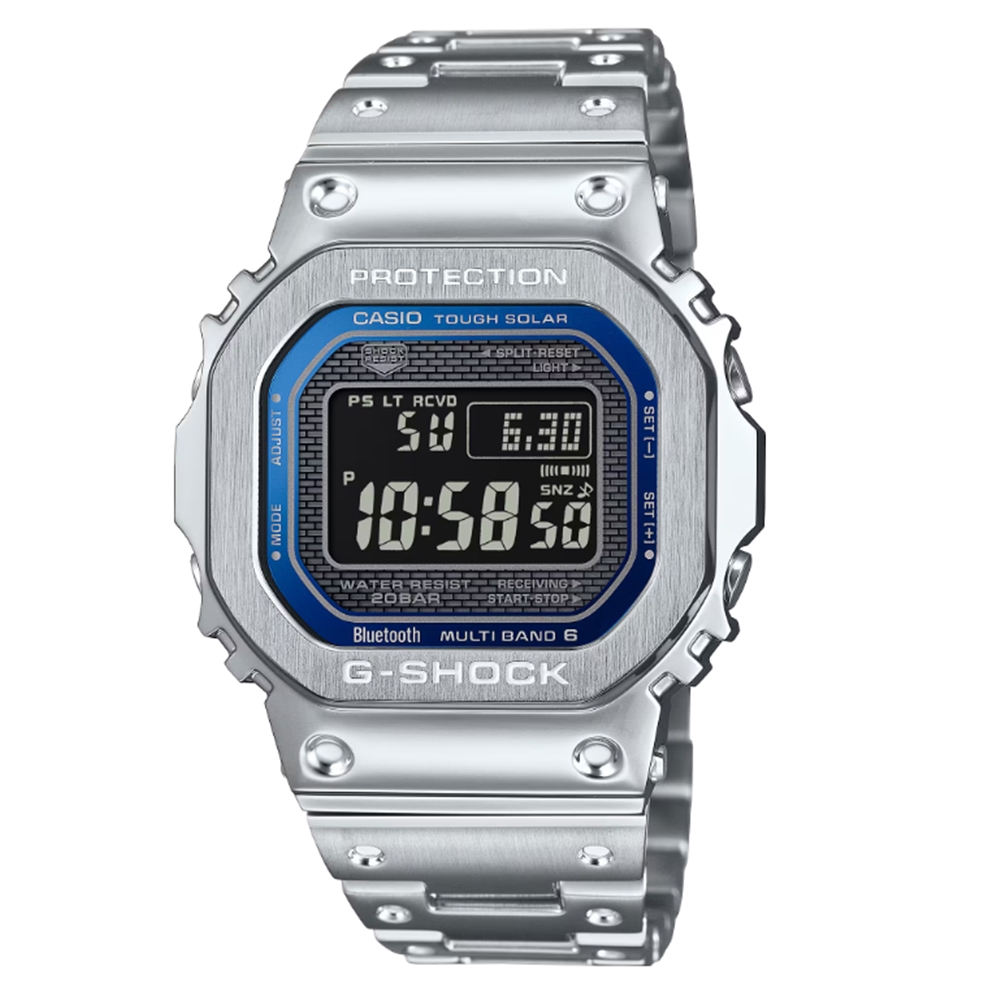 【CASIO 卡西歐】G-SHOCK 電波 藍芽 太陽能電力 耀眼湛藍 全金屬 GMW-B5000D-2 43.2mm