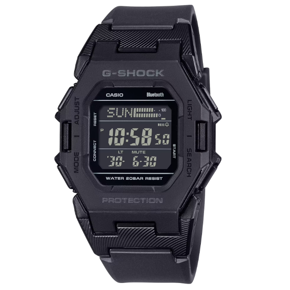 【CASIO 卡西歐】G-SHOCK 藍芽 簡約輕巧型 數位電子錶款 黑 GD-B500-1 41.5mm