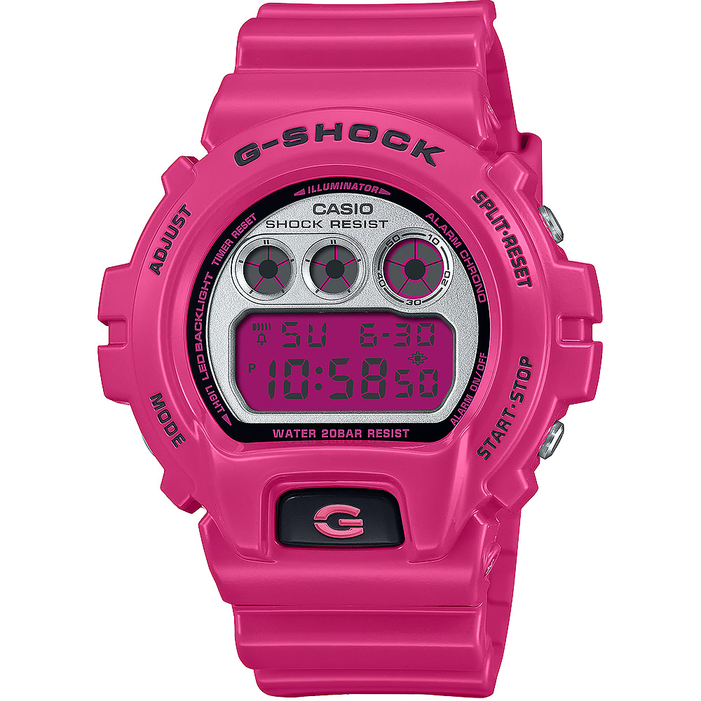 CASIO 卡西歐 G-SHOCK 復刻2000年代色彩電子錶-粉 DW-6900RCS-4