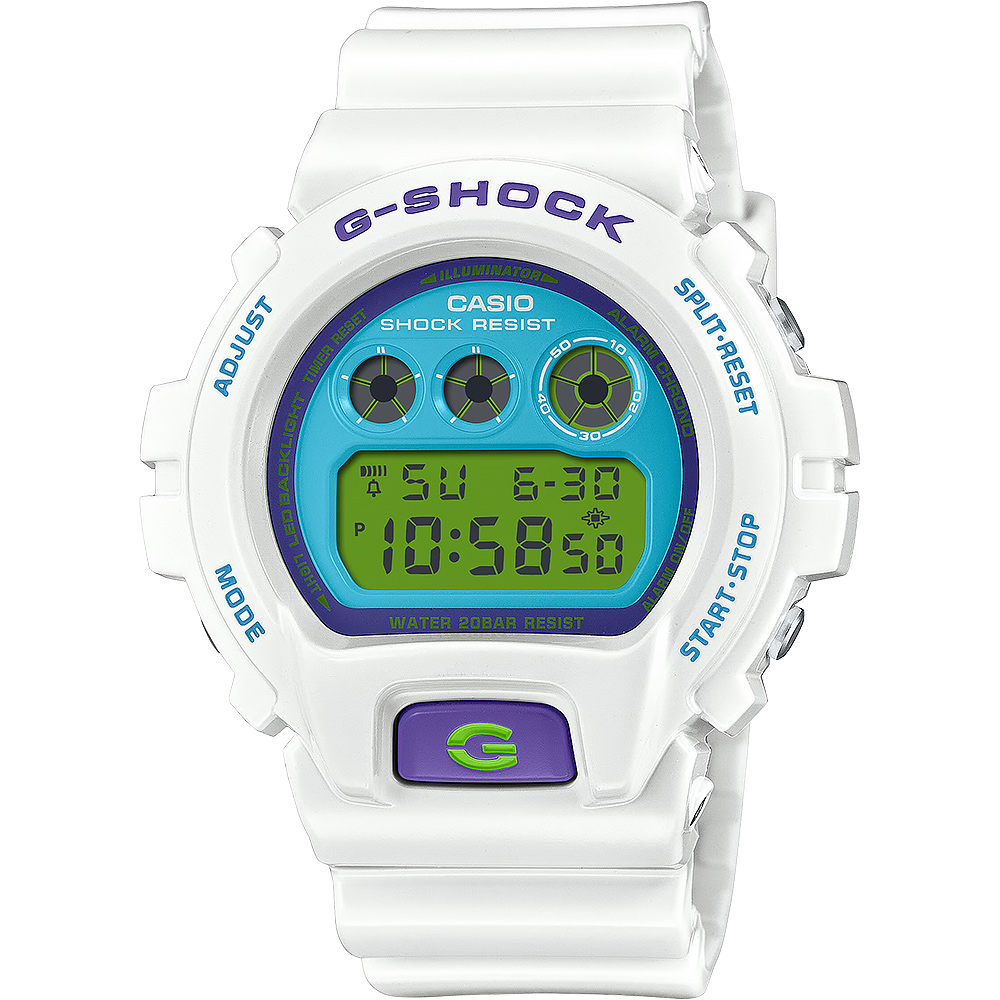CASIO 卡西歐 G-SHOCK 復刻2000年代色彩電子錶-白 DW-6900RCS-7