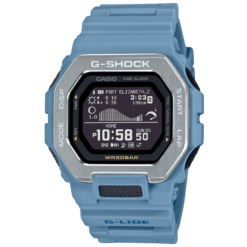 CASIO卡西歐 G-SHOCK 藍牙連線 海灘衝浪電子腕錶 GBX-100-2A
