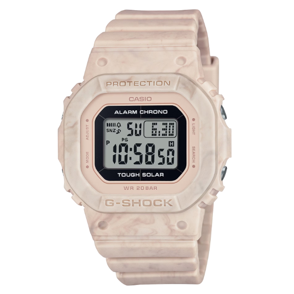 【CASIO 卡西歐】G-SHOCK 纖薄精巧 太陽能電力 大理石紋理 粉 經典方型 GMS-S5600RT-4 40.5mm