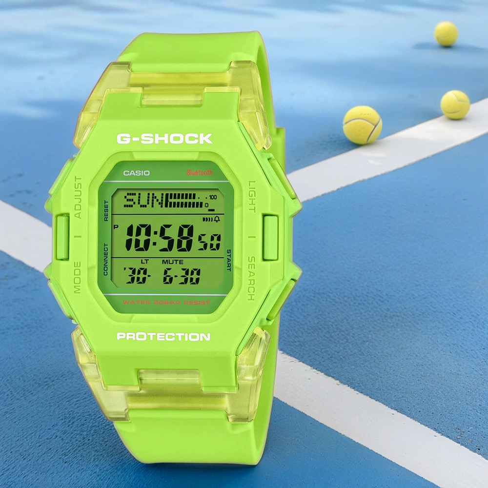 CASIO 卡西歐 G-SHOCK 纖薄時尚未來感藍牙運動電子錶 手錶-螢光黃 GD-B500S-3
