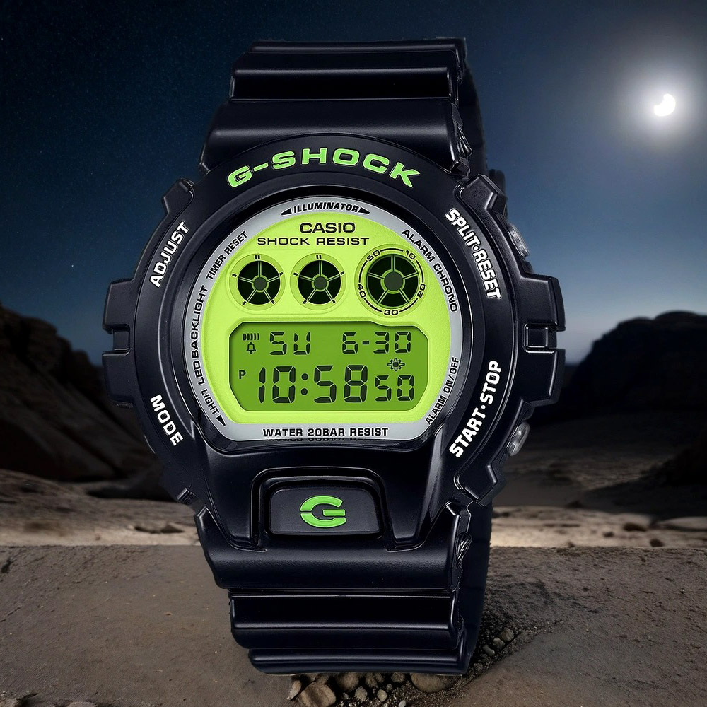 CASIO 卡西歐 G-SHOCK 復刻2000年代色彩電子錶-黑 DW-6900RCS-1