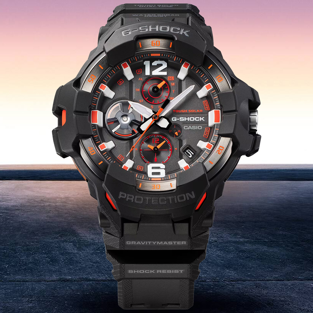CASIO卡西歐 G-SHOCK 太陽能x藍芽連線 碳核心防護 飛行腕錶 GR-B300-1A4
