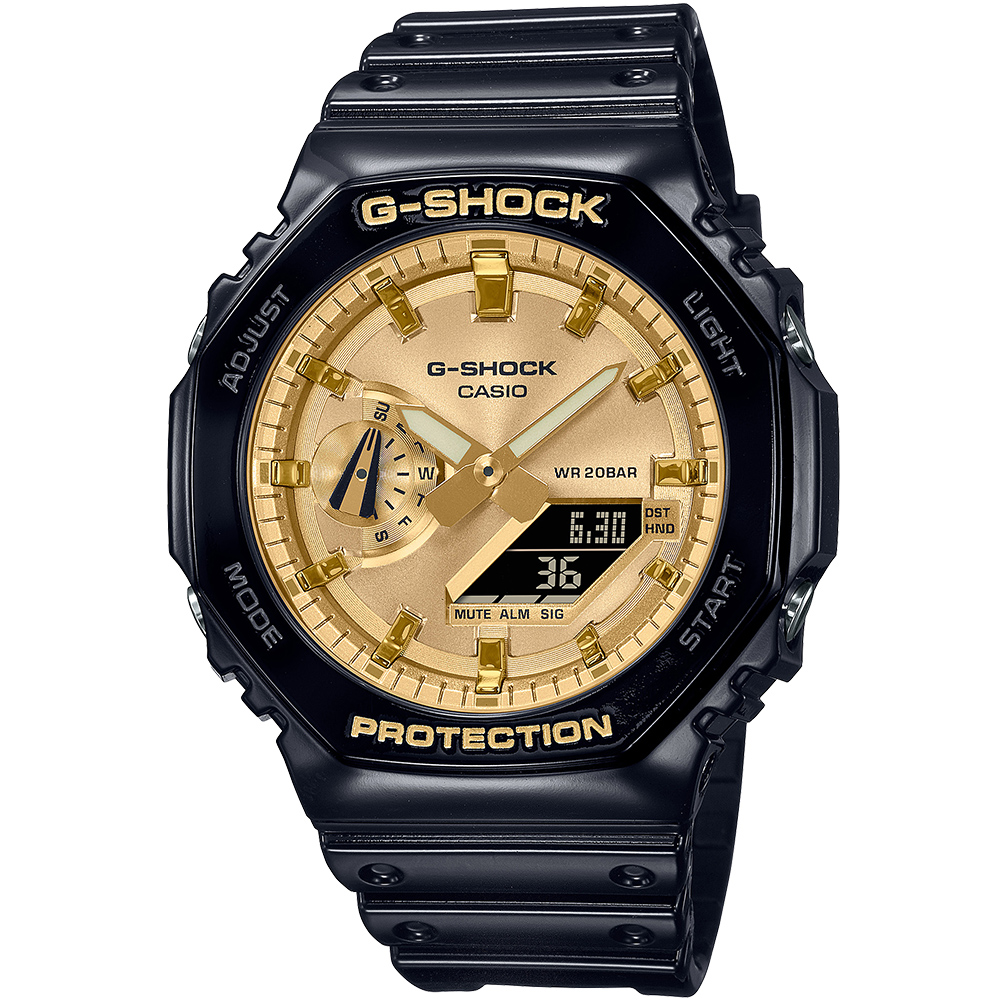 CASIO G-SHOCK 閃耀金屬系列八角造型計時錶/金/GA-2100GB-1A