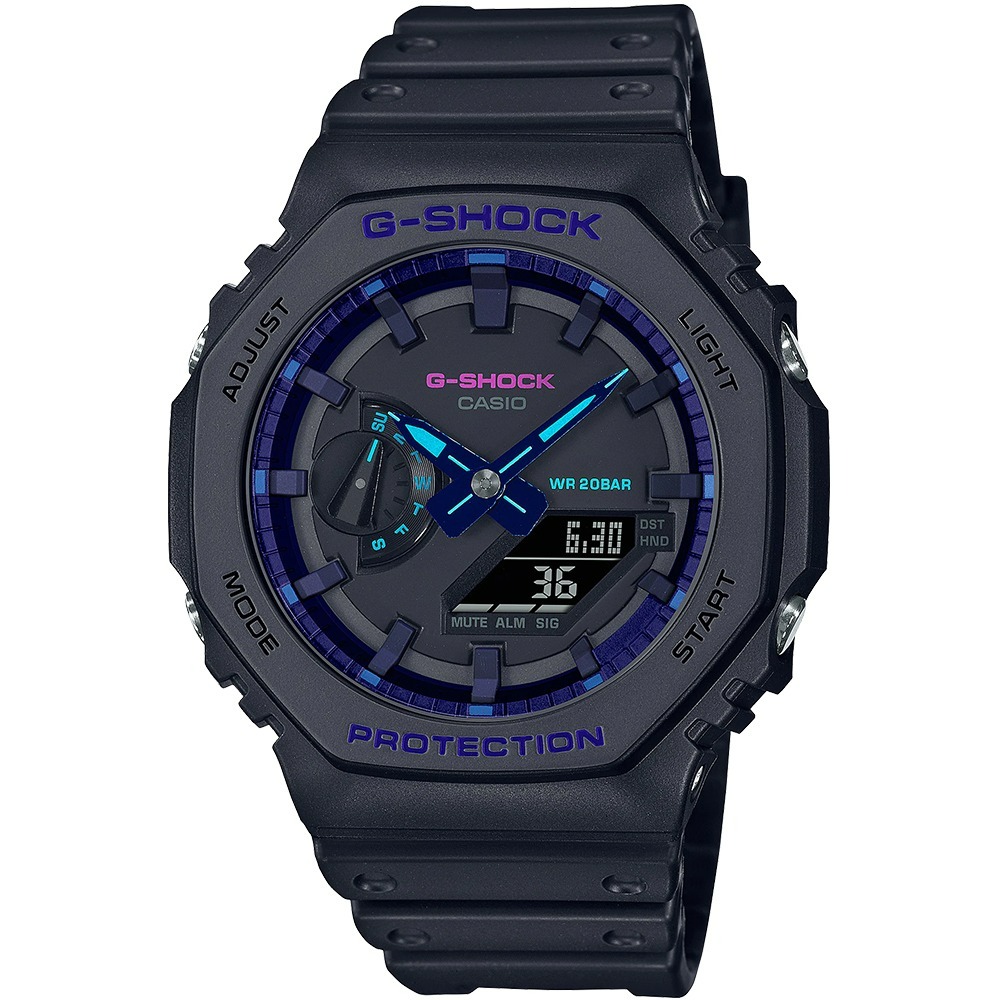 CASIO G-SHOCK 虛擬藍境系列八角造型計時錶/GA-2100VB-1A