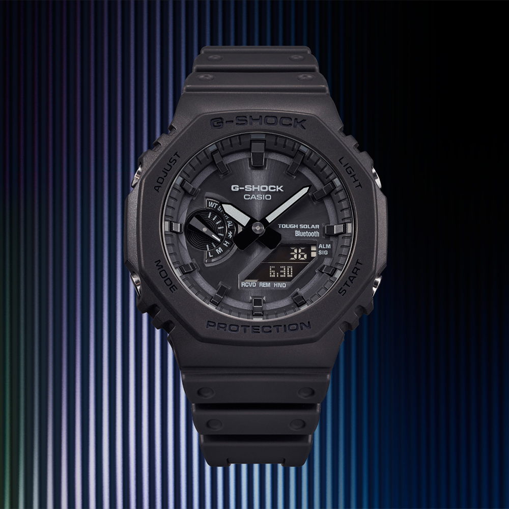 CASIO G-SHOCK 太陽能藍芽八角造型計時錶/全黑/GA-B2100-1A1