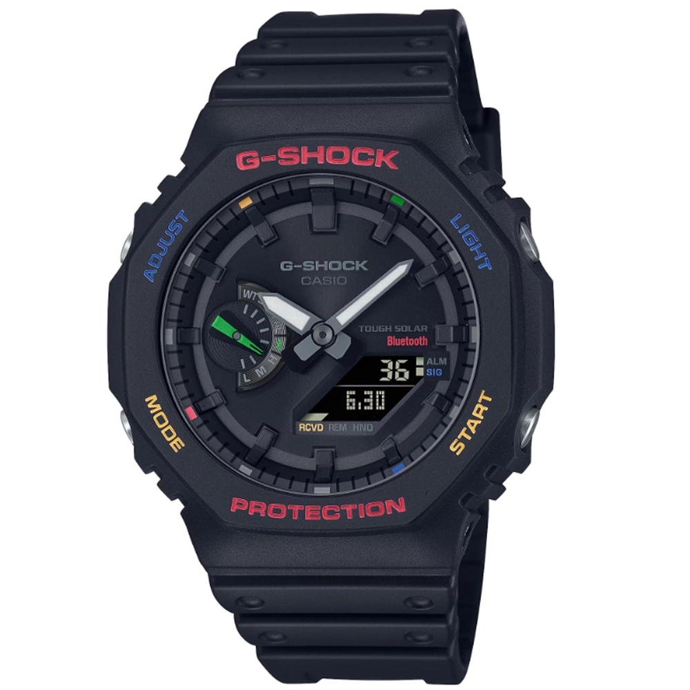 【CASIO 卡西歐】G-SHOCK 五彩派對 太陽能藍芽 黑 GA-B2100FC-1A 45.4mm