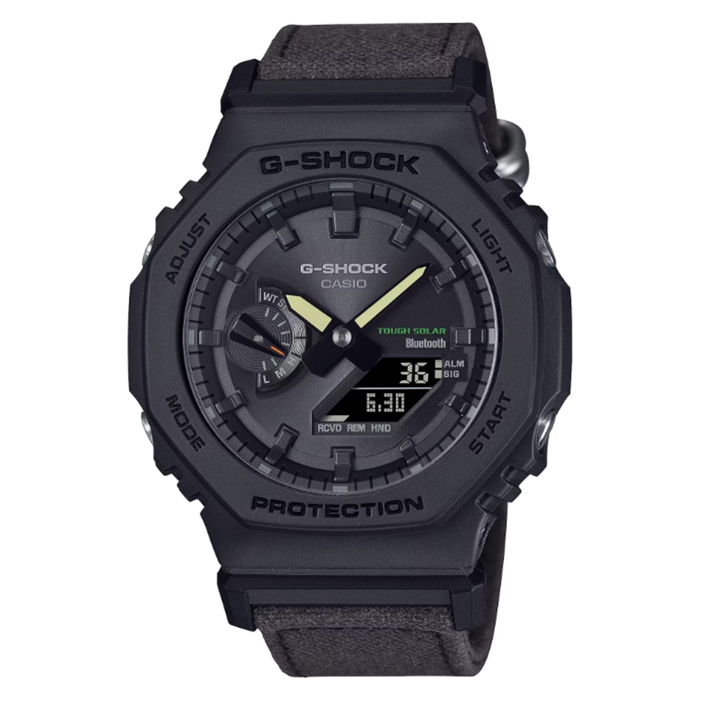 【CASIO 卡西歐】G-SHOCK 太陽能X藍芽連線 環保雙顯腕錶 黑 GA-B2100CT-1A5 45.4mm