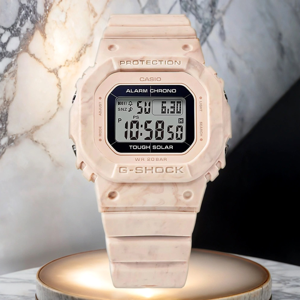 CASIO 卡西歐 G-SHOCK 大理石紋 太陽能方形女錶(GMS-S5600RT-4)