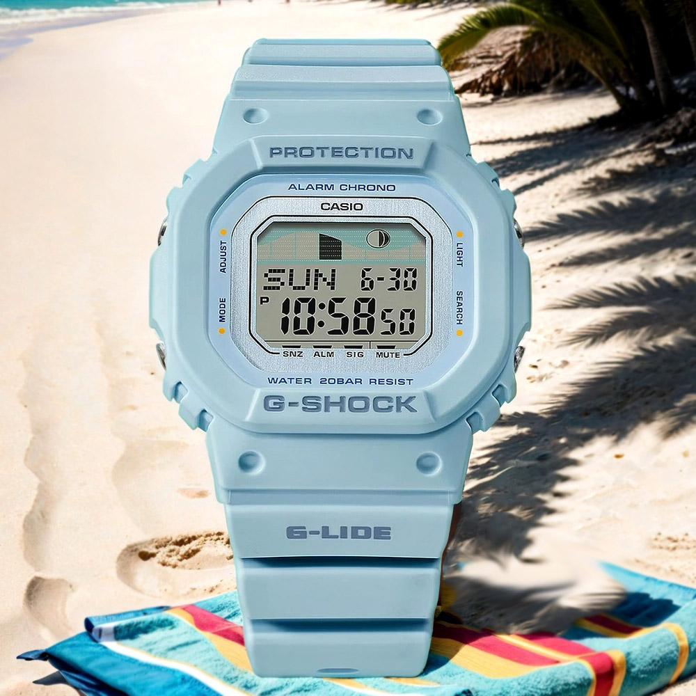 CASIO 卡西歐 G-SHOCK 衝浪運動方形女錶(GLX-S5600-2)