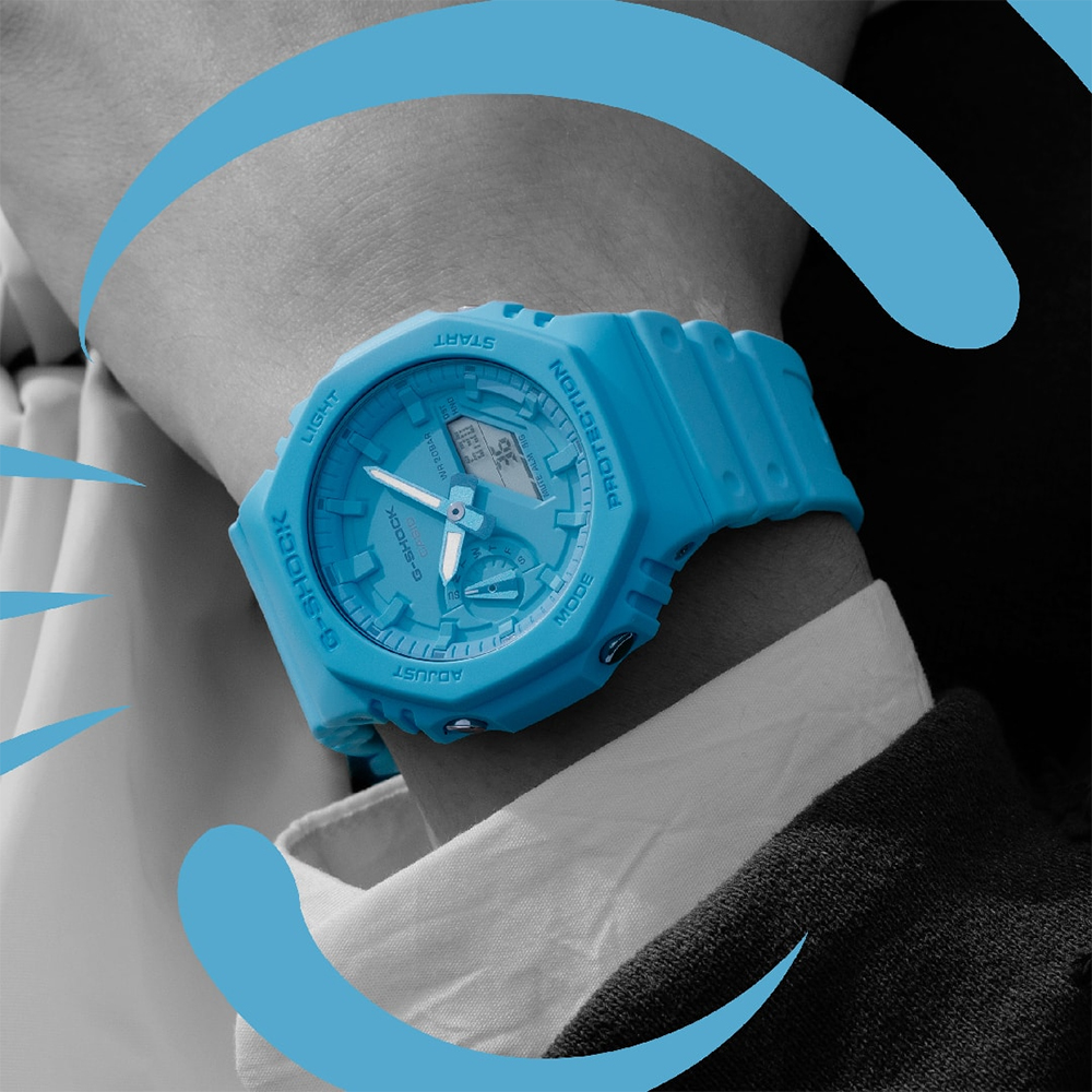 CASIO G-SHOCK 單色美學八角造型計時錶/GA-2100-2A2