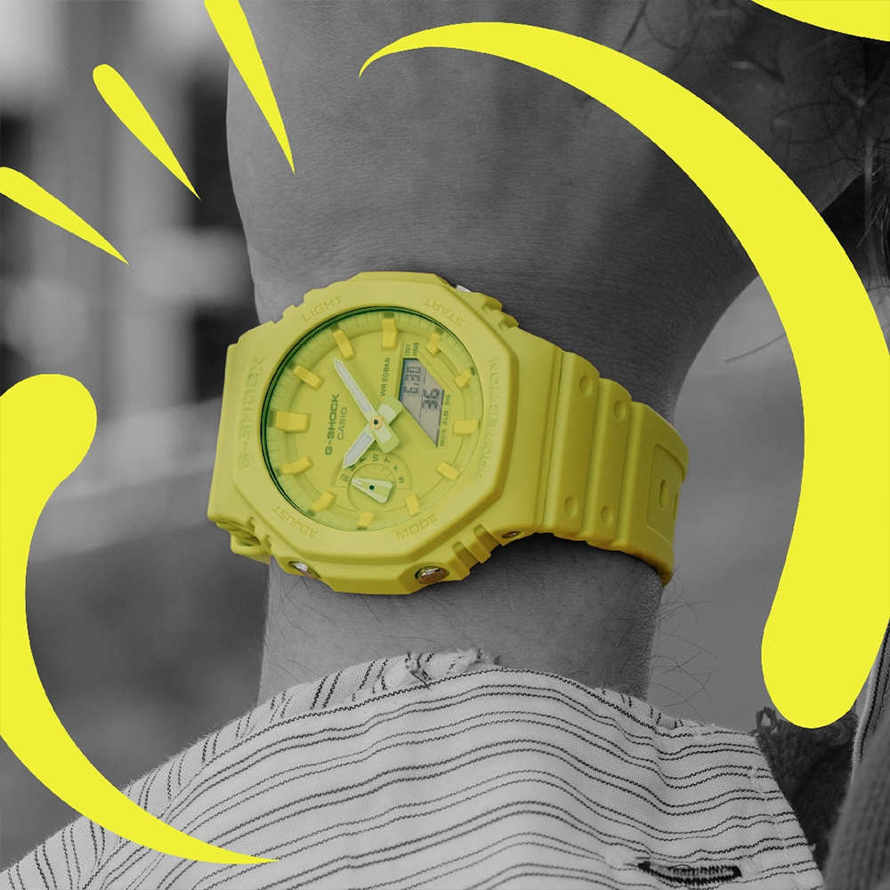 CASIO G-SHOCK 單色美學八角造型計時錶/GA-2100-9A9