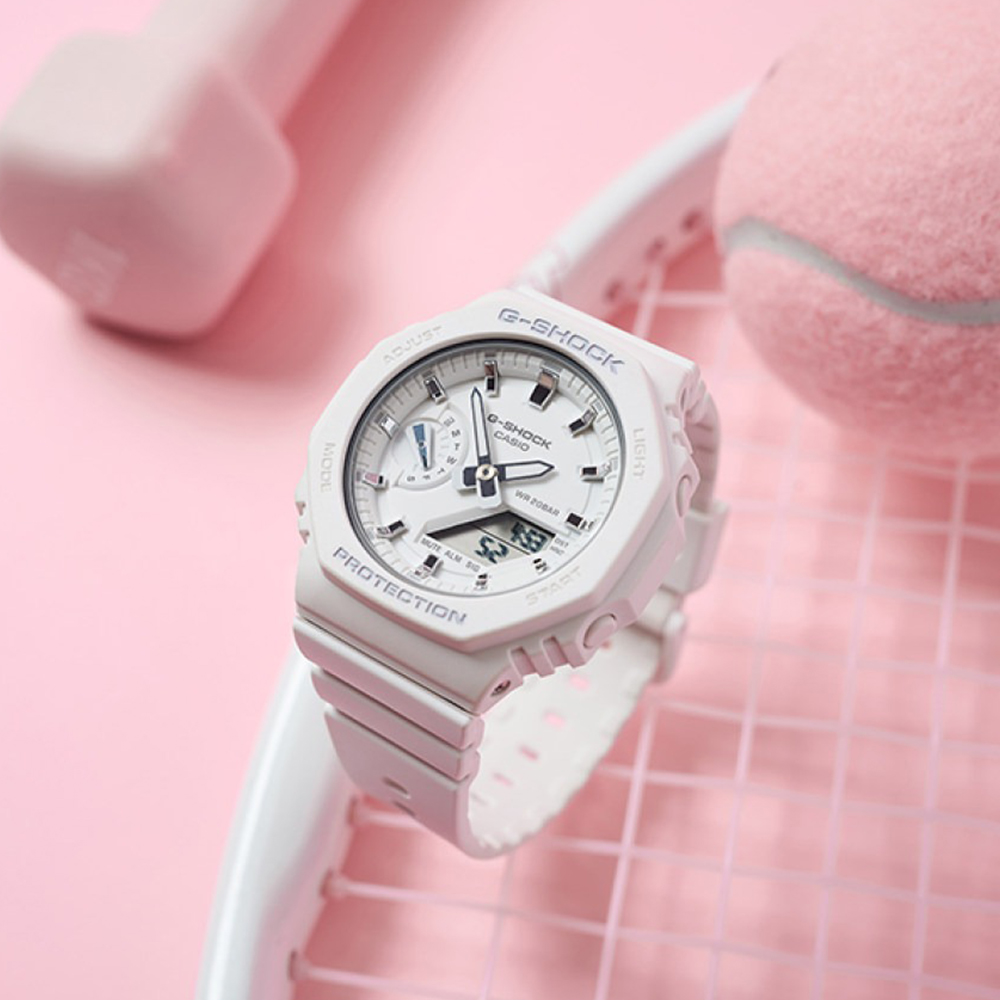 CASIO G-SHOCK 極簡風八角造型計時錶/白/GMA-S2100-7A