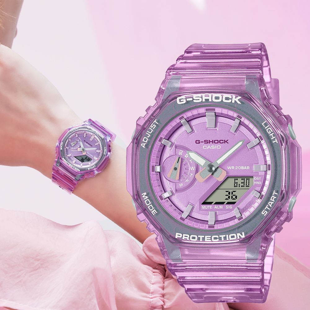 CASIO G-SHOCK 半透明系列八角造型計時錶/紫/GMA-S2100SK-4A