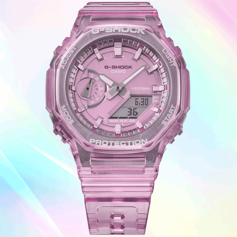 CASIO卡西歐 G-SHOCK 經典八角錶殼 晶透雙顯腕錶 GMA-S2100SK-4A