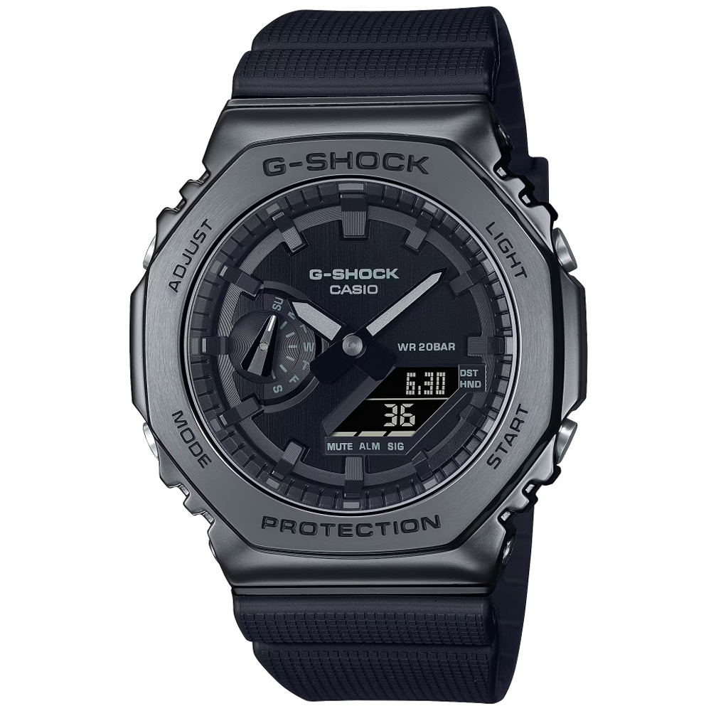 CASIO卡西歐 G-SHOCK 經典八角錶殼 金屬雙顯腕錶 GM-2100BB-1A