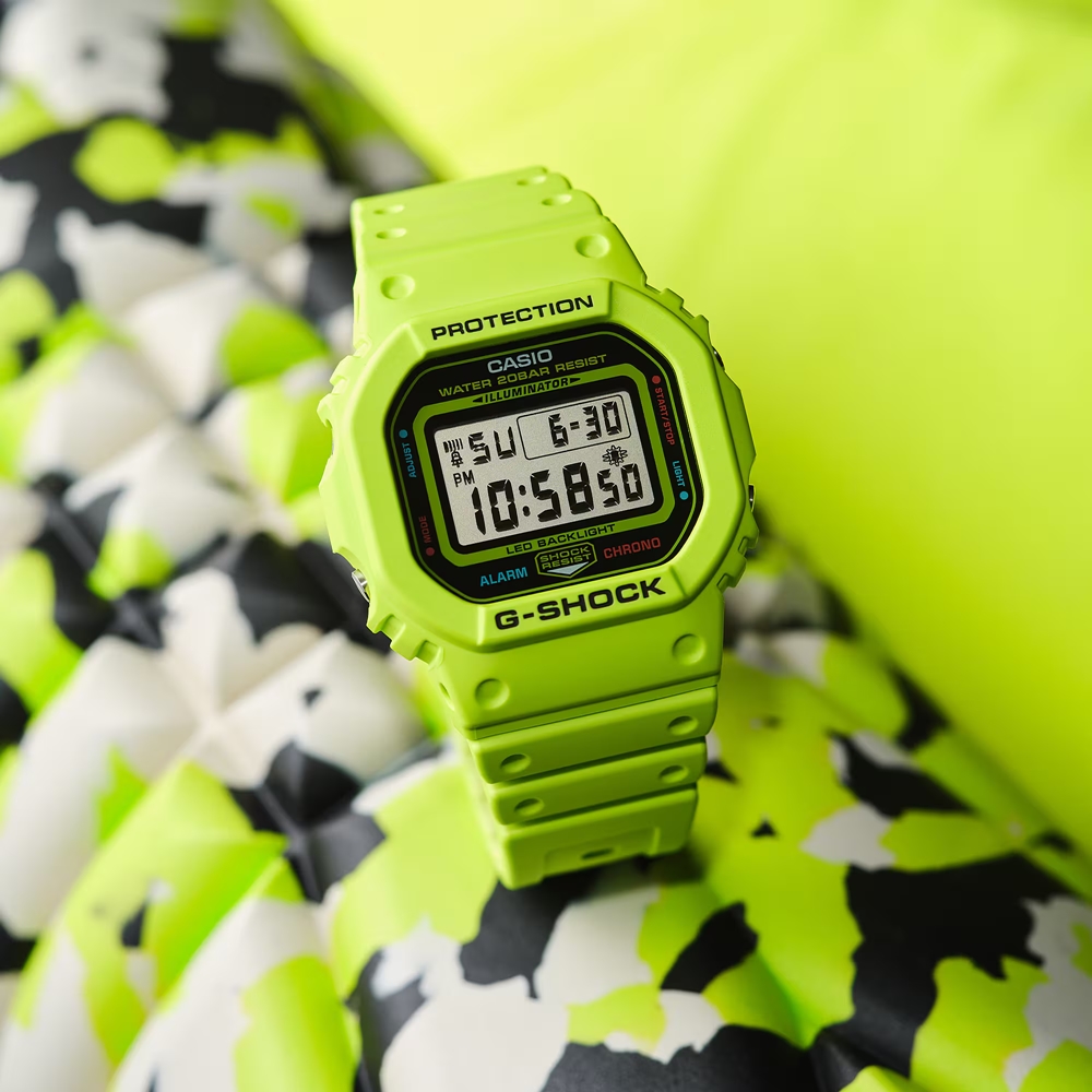 【CASIO 卡西歐】G-SHOCK 能量十足 活力滿分 閃電背光 亮眼黃 經典方型 DW-5600EP-9 42.8mm