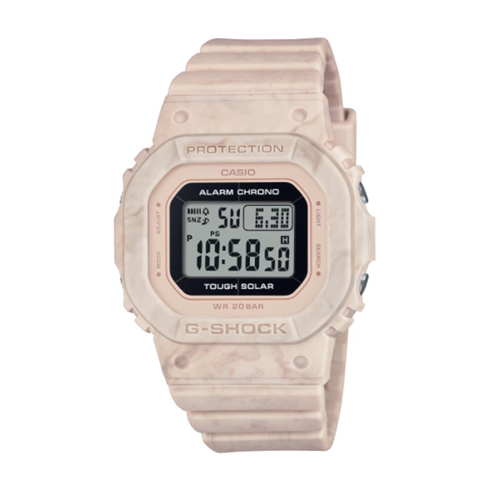 【CASIO G-SHOCK】大理石紋纖薄方形電子腕錶-石灰粉/GMS-S5600RT-4/