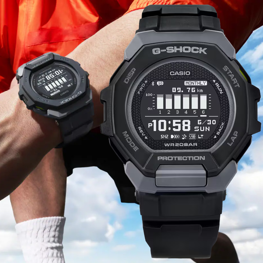 CASIO卡西歐 G-SHOCK 藍芽連線 輕巧運動電子腕錶 GBD-300-1