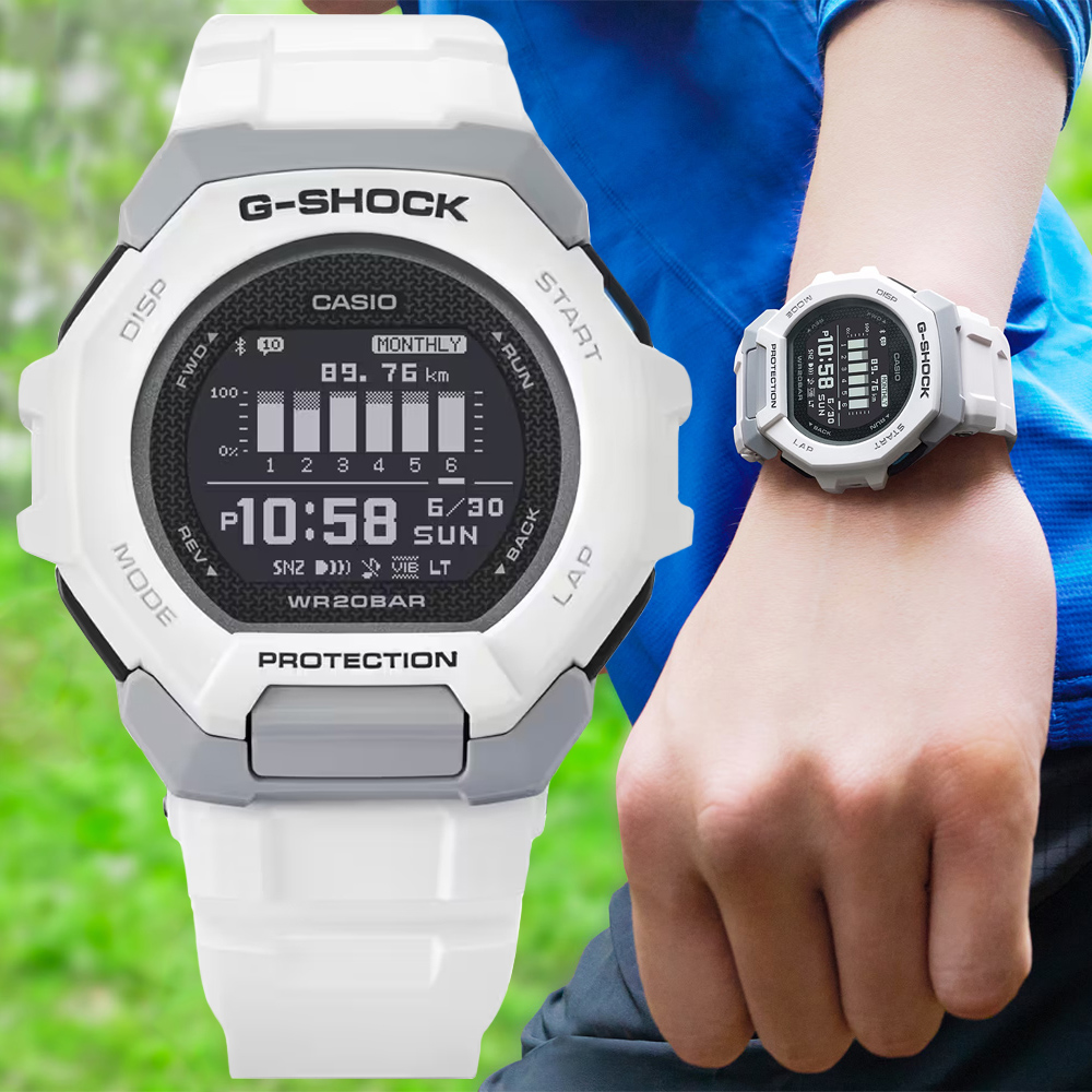 CASIO卡西歐 G-SHOCK 藍芽連線 輕巧運動電子腕錶 GBD-300-7