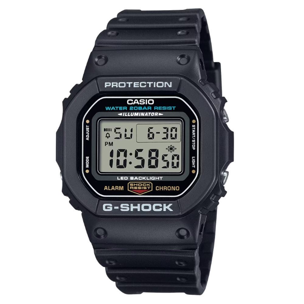 【CASIO 卡西歐】G-SHOCK 街頭潮流 時尚黑 經典方型 DW-5600UE-1 42.8mm