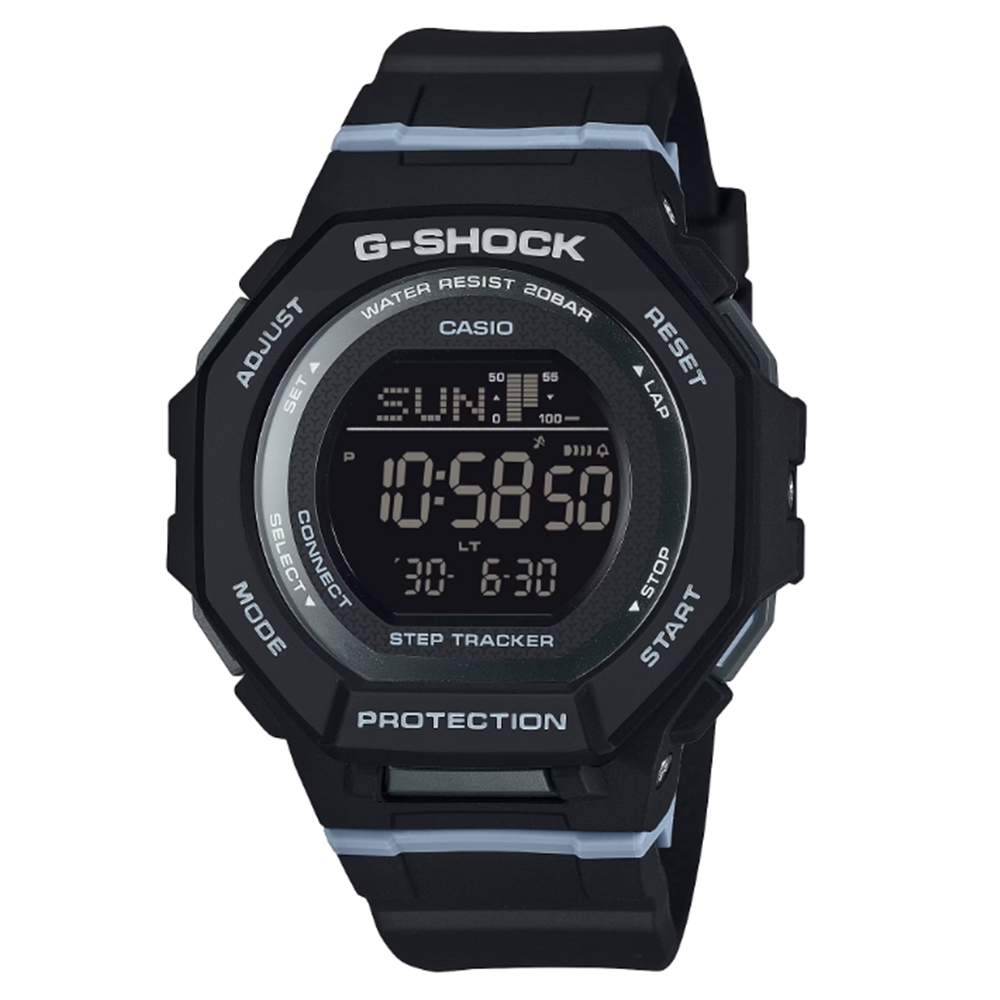 【CASIO 卡西歐】G-SHOCK 自然色調 步數測量 藍芽 時尚黑 運動休閒系列 GMD-B300-1 43.8mm