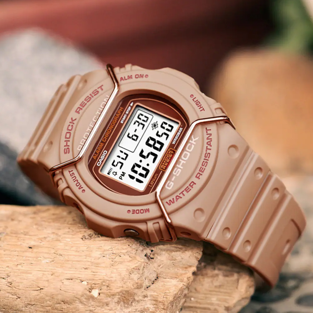 CASIO G-SHOCK 金屬保護器霧面圓形計時錶/DW-5700PT-5