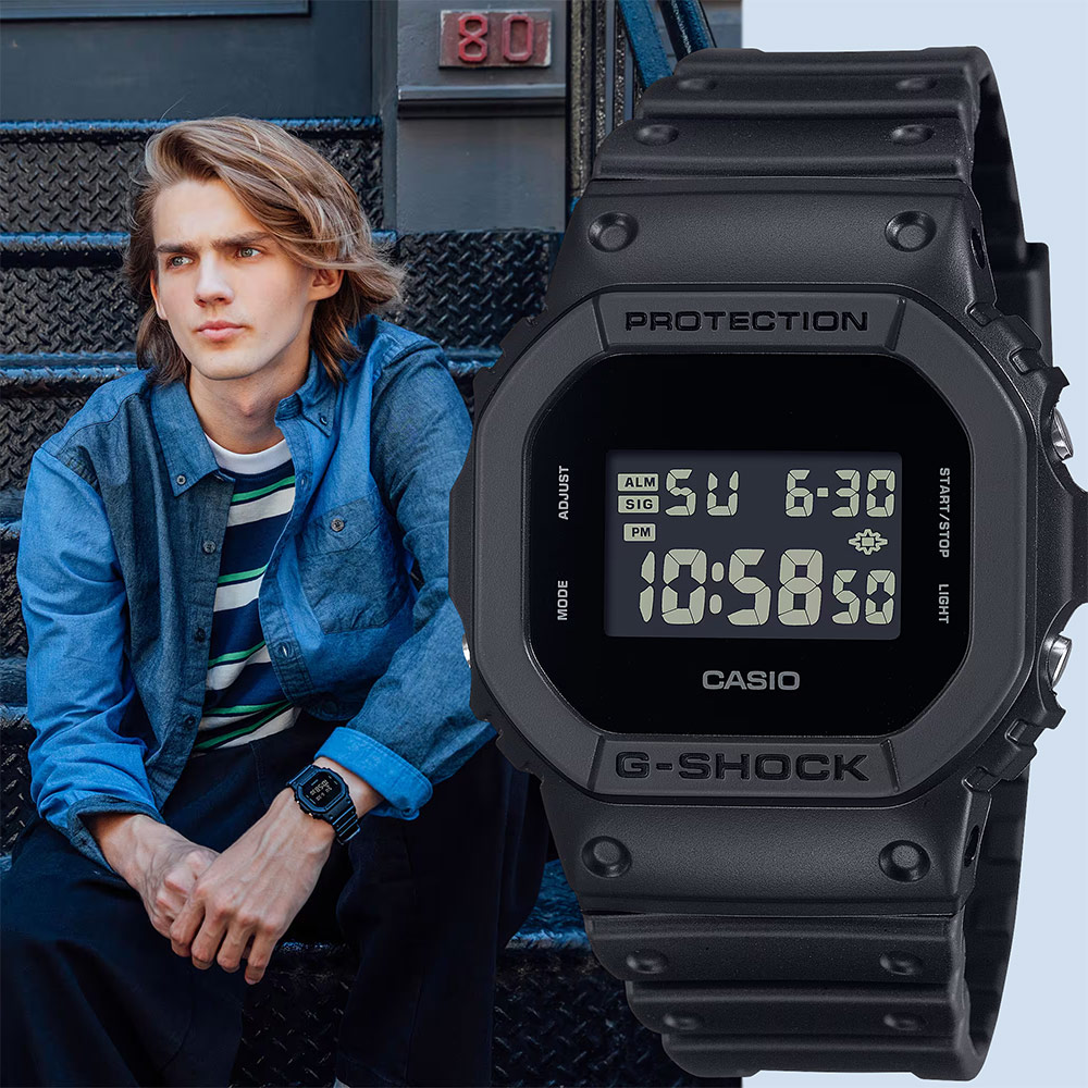 CASIO 卡西歐 G-SHOCK 經典全黑電子錶 學生錶 百搭手錶(DW-5600UBB-1)