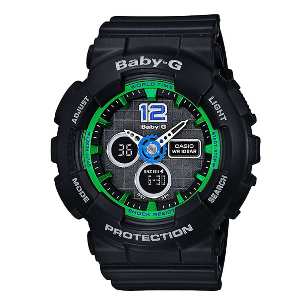 CASIO Baby-G系列 甜美風範時尚運動腕錶-黑x綠