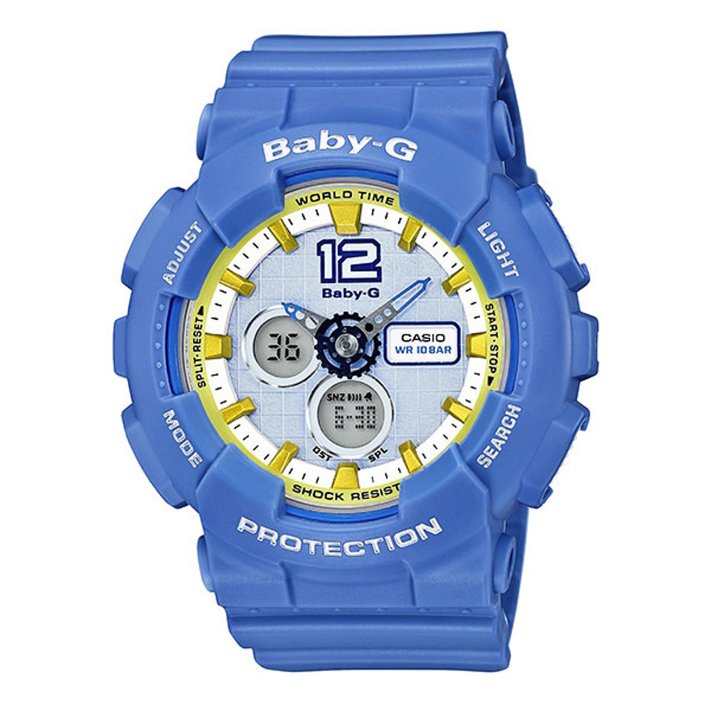 CASIO Baby-G系列 甜美風範時尚運動腕錶-藍x黃