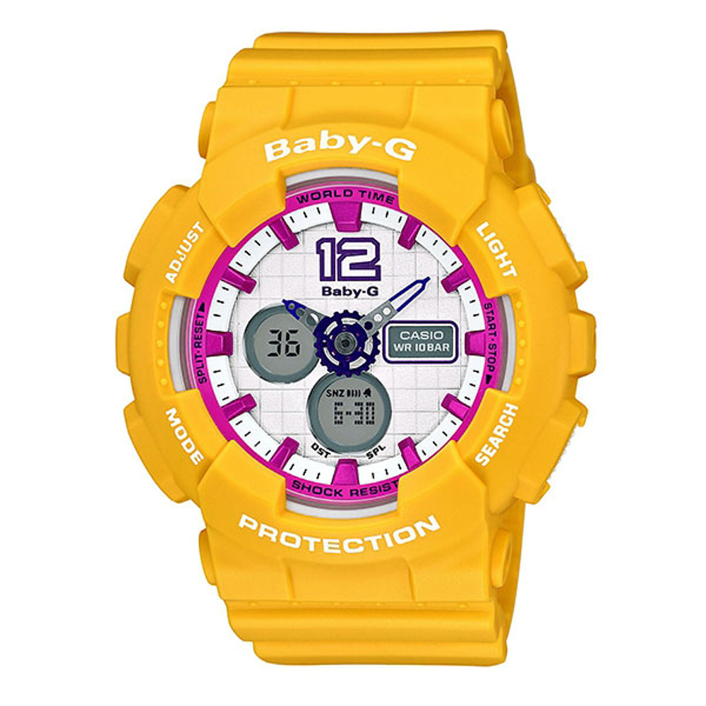 CASIO Baby-G系列 甜美風範時尚運動腕錶-黃x桃紅