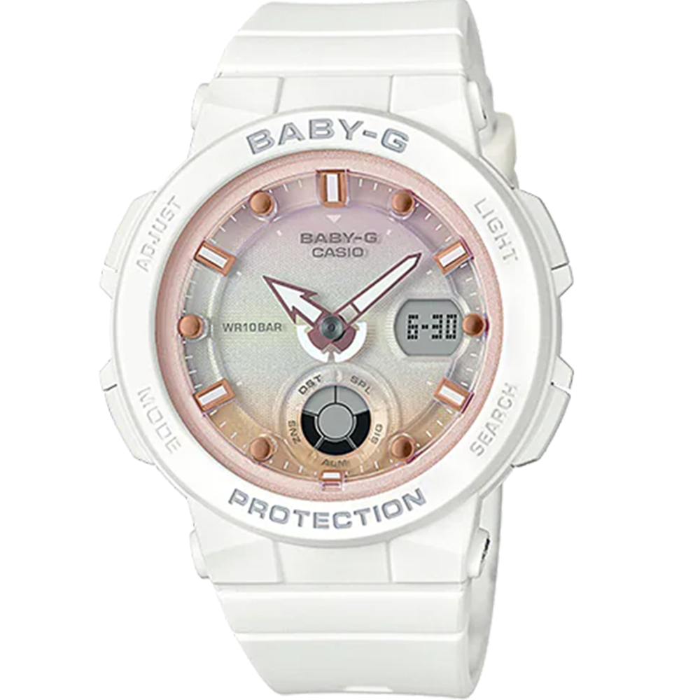 CASIO 卡西歐 Baby-G 海洋渡假 霓虹手錶-白 BGA-250-7A2
