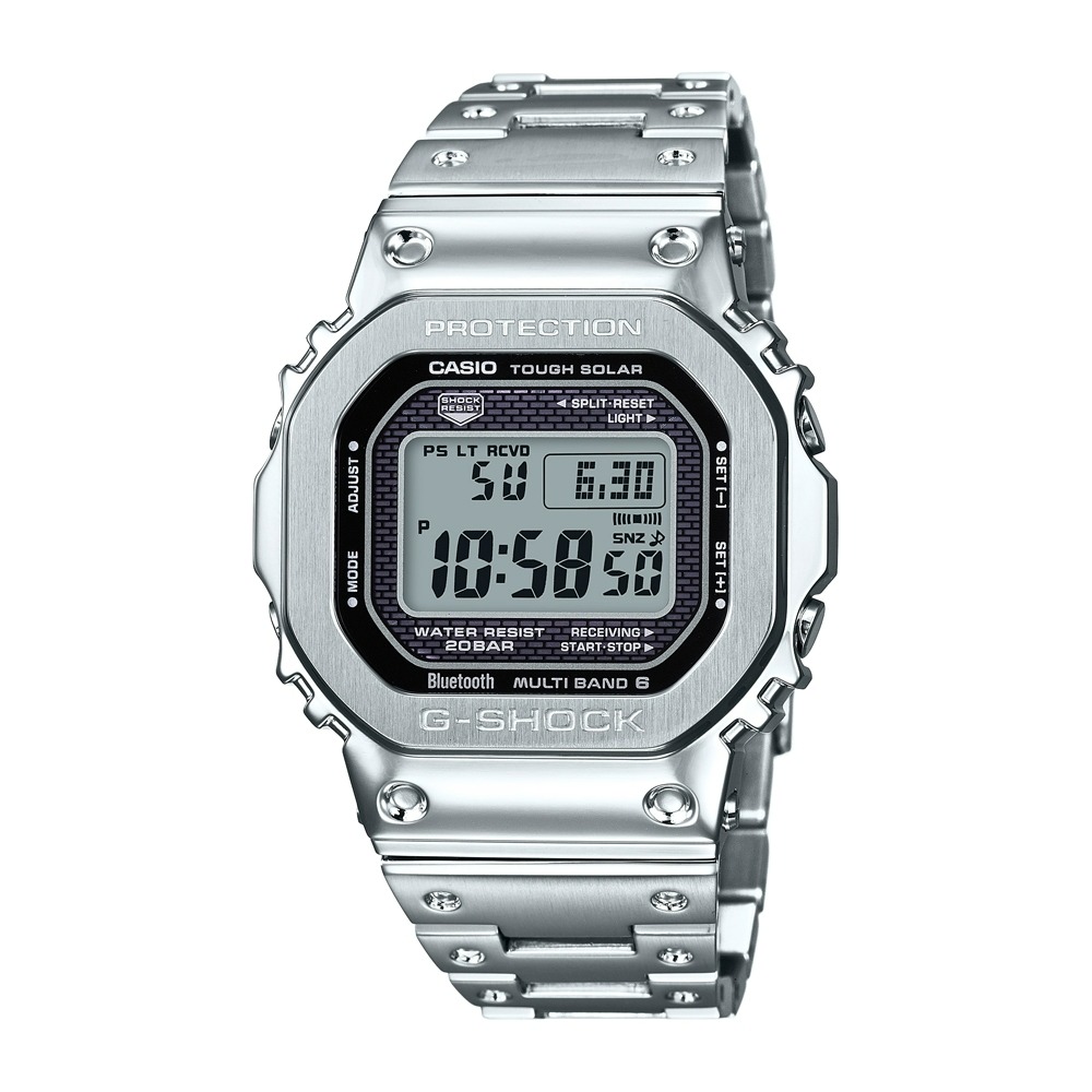 【CASIO 卡西歐】G-SHOCK電波藍芽電子錶GMW-B5000D-1(銀)