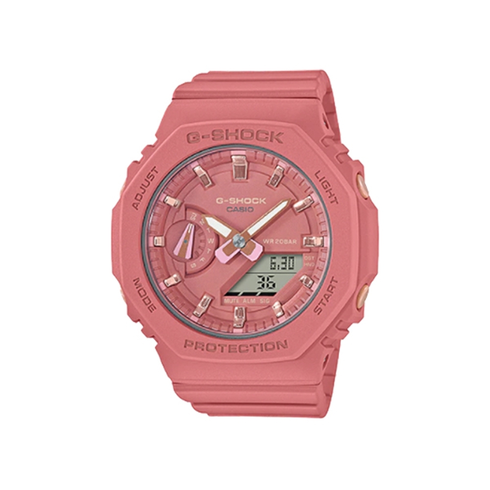 【CASIO 卡西歐】G-SHOCK 八角型殼雙顯手錶(粉紅 GMA-S2100-4A2)