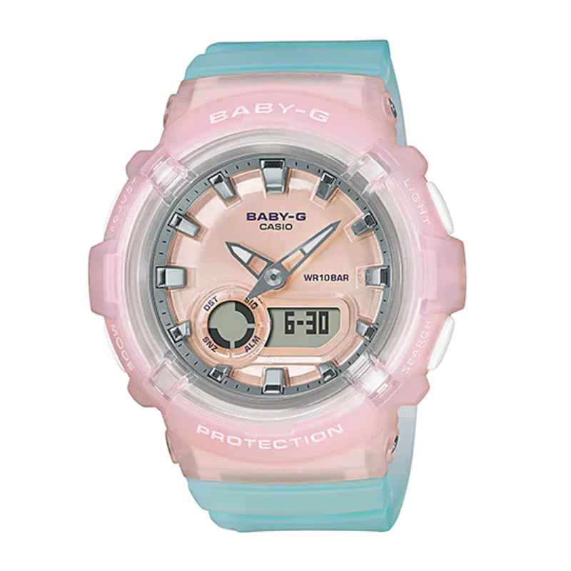 【CASIO】卡西歐 Baby-G 海岸時尚 透明感 百米防水電子錶 雙顯運動錶 BGA-280-4A3 粉/藍
