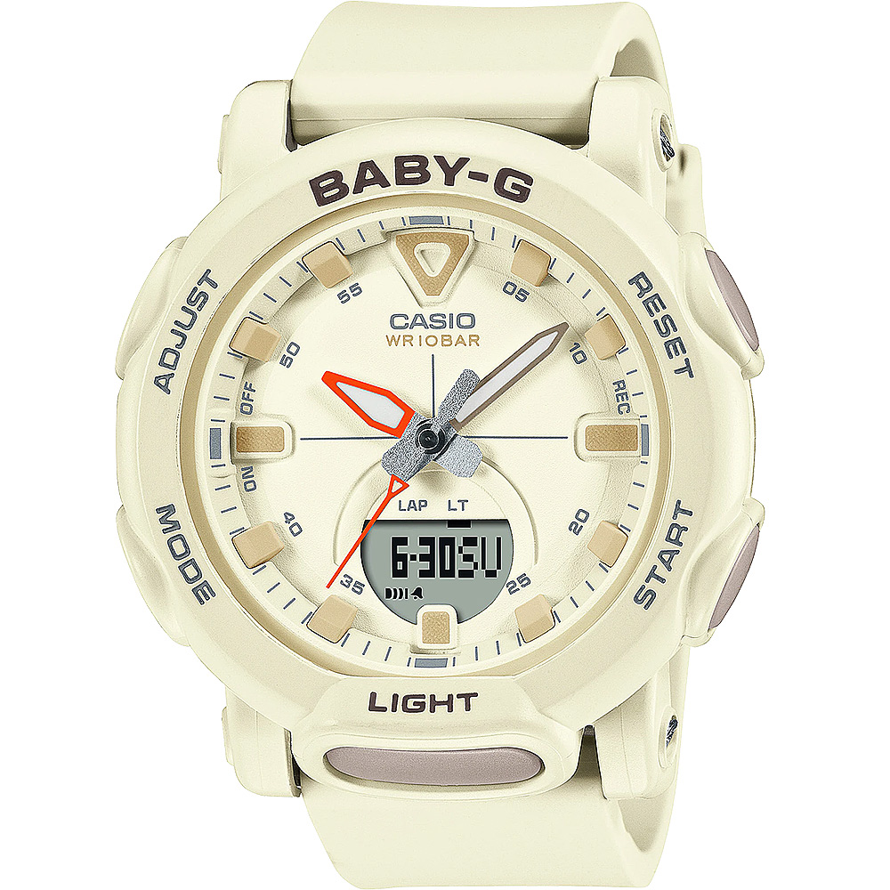 CASIO 卡西歐 BABY-G 戶外露營自動照明手錶-棉花米色 BGA-310-7A