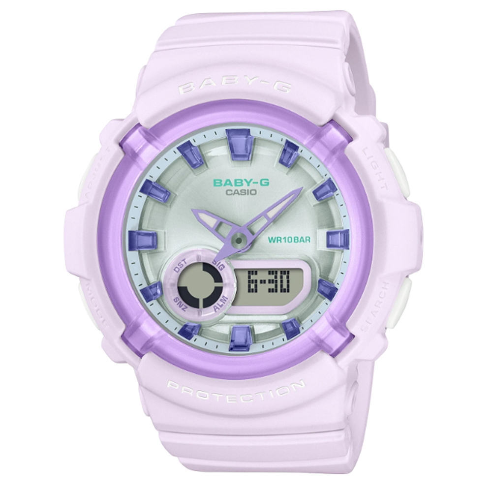 【CASIO】卡西歐 BABY-G 葡萄糖果雙顯手錶 BGA-280SW-6A