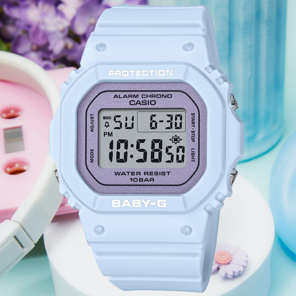 CASIO卡西歐 BABY-G 春日清新 方型電子腕錶 BGD-565SC-2