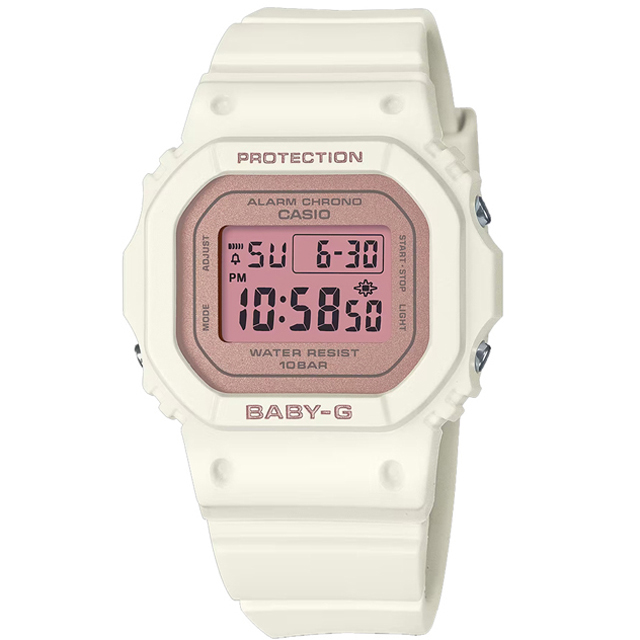 Baby-G CASIO / BGD-565SC-4 / 卡西歐 春日色調 計時 防水 橡膠手錶 櫻花粉x白 38mm