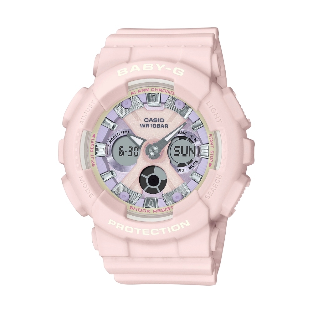 【CASIO 卡西歐】BABY-G 雙顯錶 涼爽休閒風格 多元機能 粉色 女錶 BA-130WP-4ADR